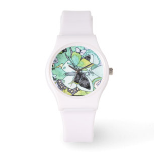 Fancy Butterfly Collage Water Color Print Designed Watch