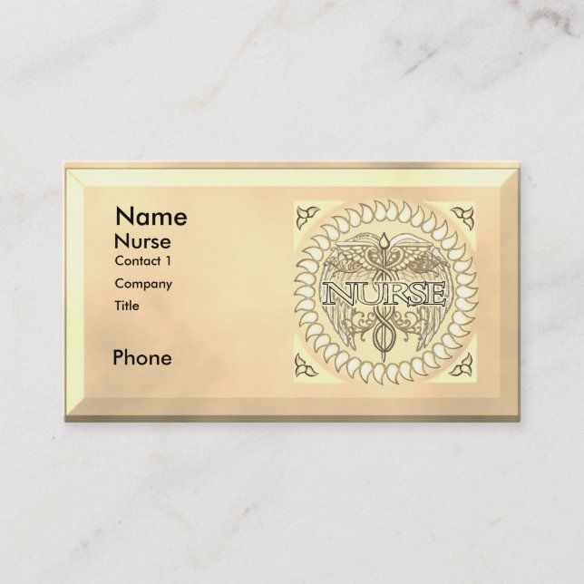 Fancy Caduceus  Nurse  business cards (Front)
