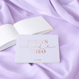 Fancy Calligraphy Heart Blush Lavender Guest Book