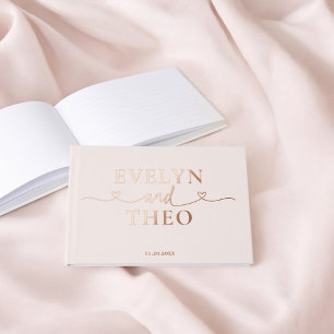 Fancy Calligraphy Heart Blush Pink Guest Book