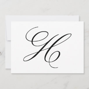 Fancy Calligraphy Letter H Monogram Wedding Thank You Card