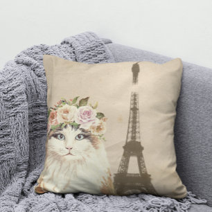 Fancy Cat & Eiffel Tower Cushion