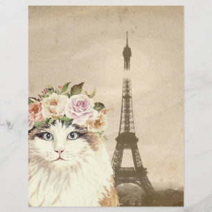 Fancy Cat & Eiffel Tower Scrapbook Paper