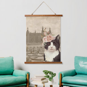 Fancy Cat & The Castle   Hanging Tapestry