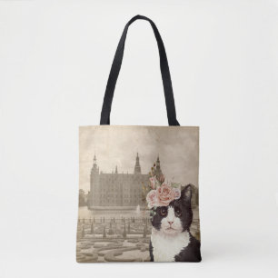 Fancy Cat & The Castle Tote Bag