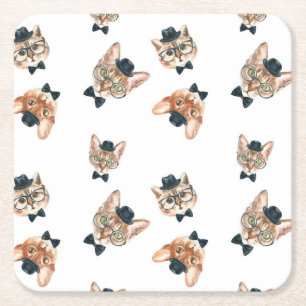 Fancy Cats I Square Paper Coaster