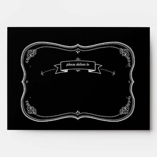 Fancy Chalkboard Vintage Wedding Custom Envelope (Front)
