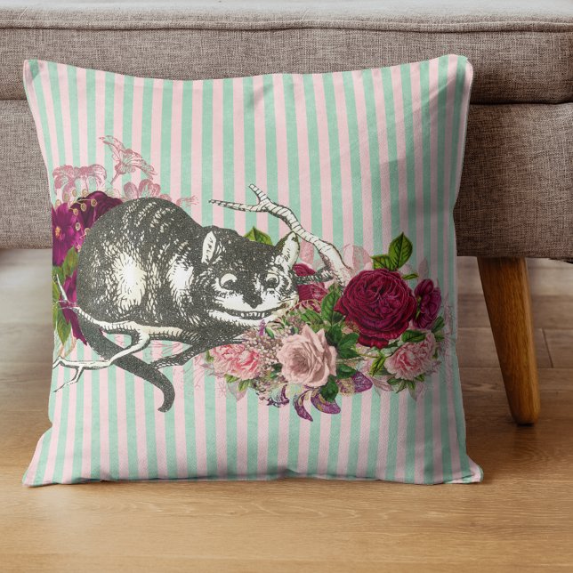 Fancy Cheshire Cat Collage Cushion (Creator Uploaded)