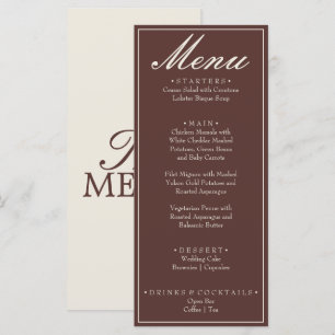Fancy Chocolate Brown Old Money Retro Wedding Menu