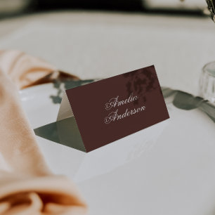Fancy Chocolate Brown Old Money Wedding Place Card