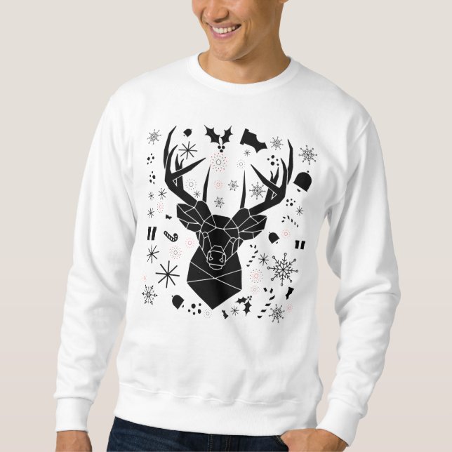 Fancy Christmas carpet with deer head patterns Sweatshirt (Front)