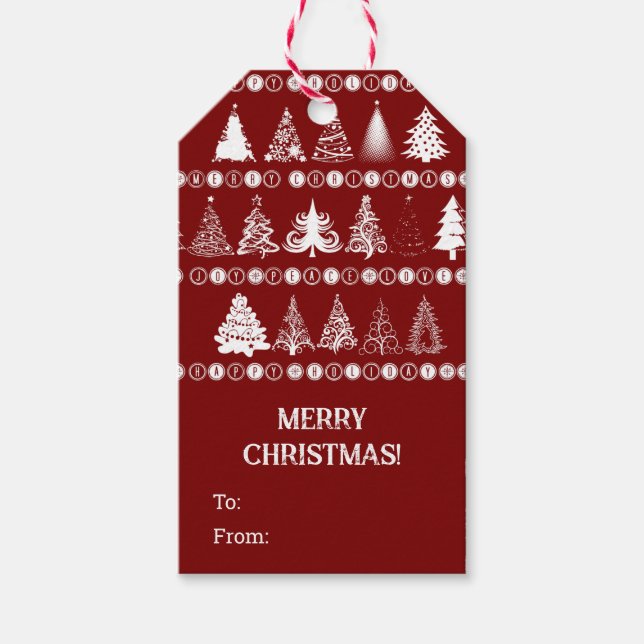 Fancy Christmas Tree Gift Tags (Front)