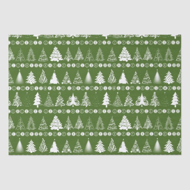Fancy Christmas Tree Green Tissue Paper (Front)