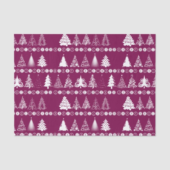 Fancy Christmas Tree Purple Tissue Paper (Front)