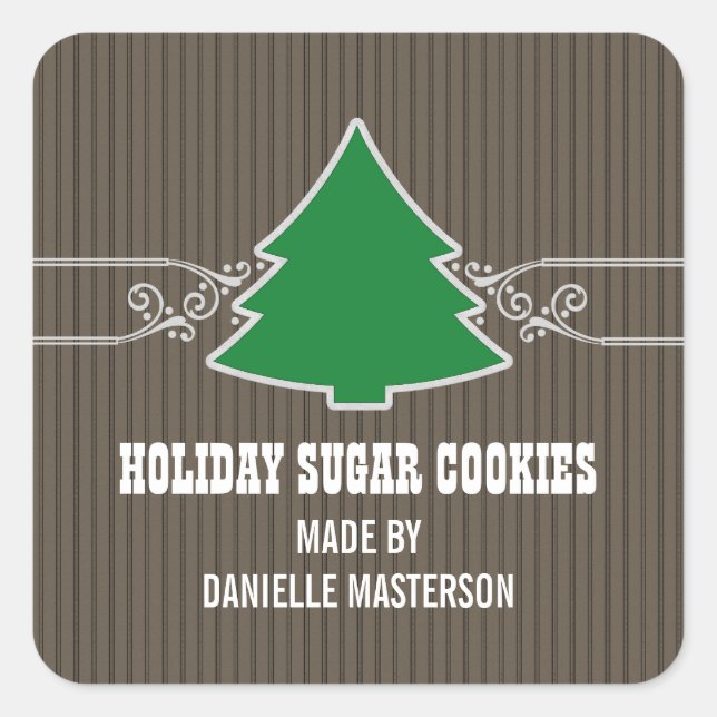 Fancy Christmas Tree Swirls Baking Stickers (Front)