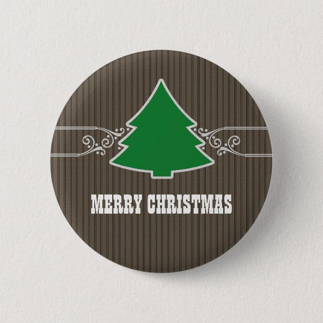 Fancy Christmas Tree Swirls Button (Front)