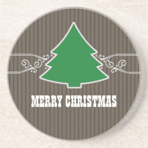 Fancy Christmas Tree Swirls Coaster