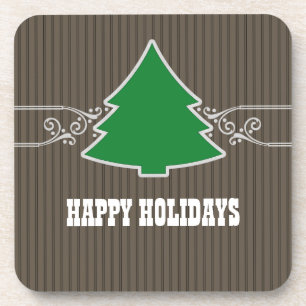 Fancy Christmas Tree Swirls Coaster Set