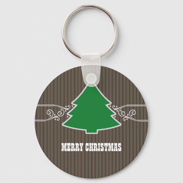Fancy Christmas Tree Swirls Keychain (Front)