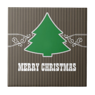 Fancy Christmas Tree Swirls Tile