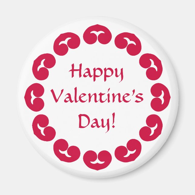 Fancy circle of red hearts Valentine's day Magnet (Front)