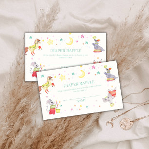 Fancy Circus Animal Diaper Raffle Baby Shower Enclosure Card