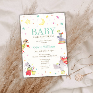 Fancy Circus Canival Animals Baby Shower Invitation