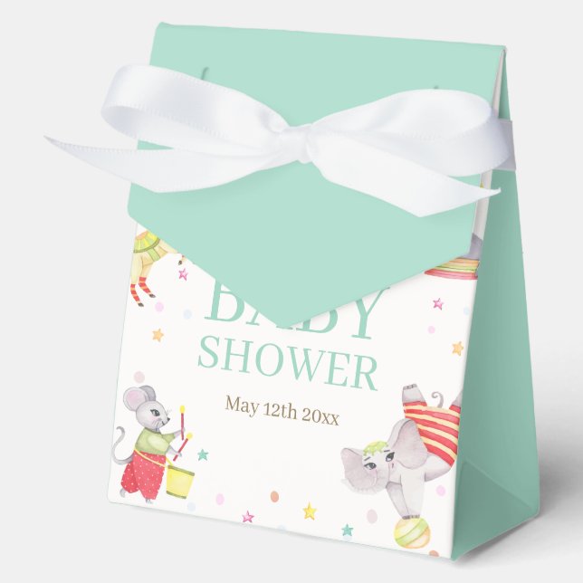 Fancy Circus Carnival Animals Baby Shower Favour Box (Front)