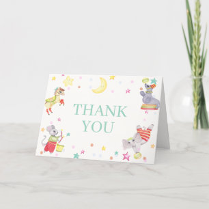 Fancy Circus Carnival Animals Baby Shower Thank You Card