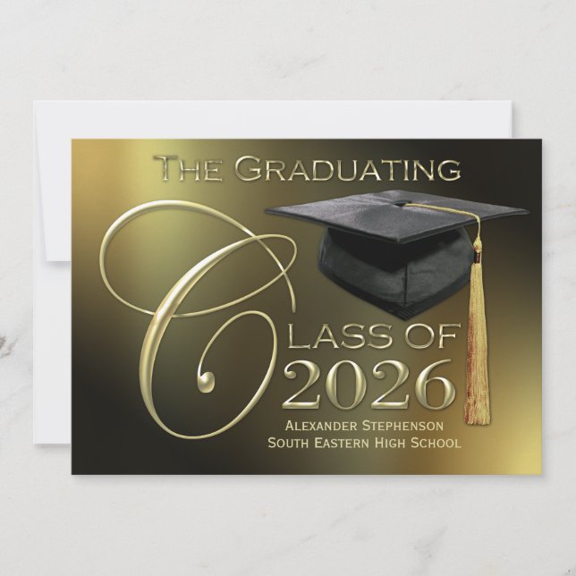 Fancy Class of 2025 Gold Graduation Announcement (Front)