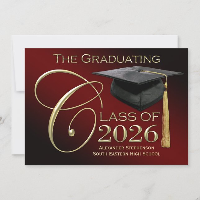 Fancy Class of 2025 Maroon Graduation Announcement (Front)