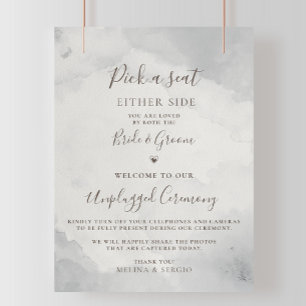 Fancy Classic Brown Wedding Unplugged Ceremony  Poster