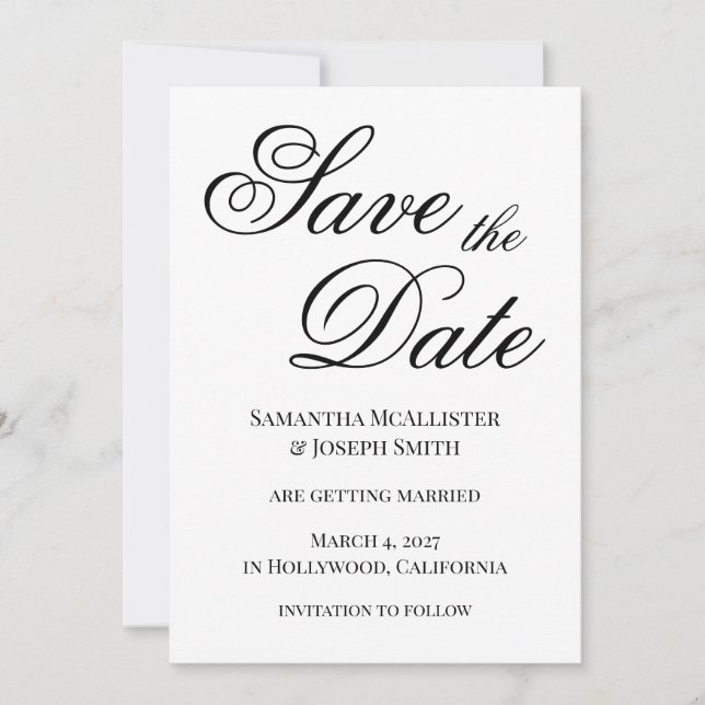 Fancy Classic Calligraphy Save The Date (Front)