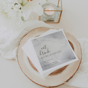 Fancy Classic Eat Drink We're Married Wedding   Napkin