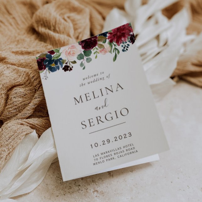 Fancy Classic Flowers Folded Wedding Programme (Creator Uploaded)