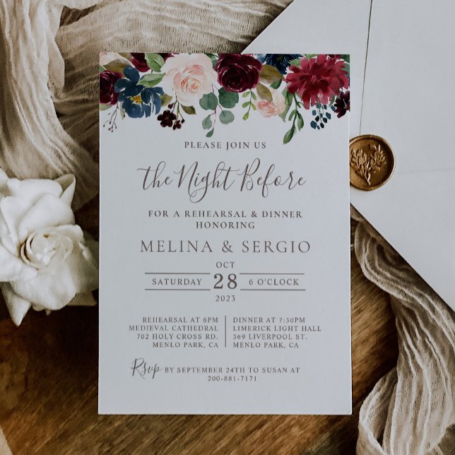 Fancy Classic Flowers Rehearsal Dinner  Invitation (Creator Uploaded)