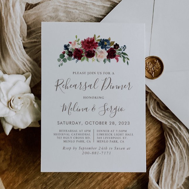 Fancy Classic Flowers Rehearsal Dinner Invitation (Creator Uploaded)