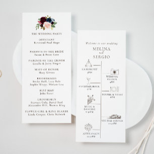 Fancy Classic Flowers Timeline Wedding Programme