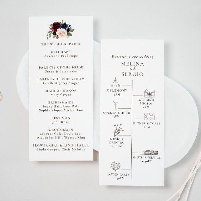 Fancy Classic Flowers Timeline Wedding Programme (Creator Uploaded)