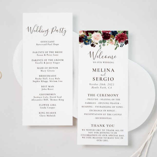 Fancy Classic Flowers Wedding Program Programme (Creator Uploaded)