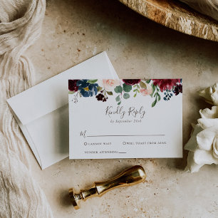 Fancy Classic Flowers Wedding RSVP Card