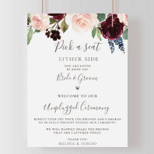 Fancy Classic Flowers Wedding Unplugged Ceremony   Poster