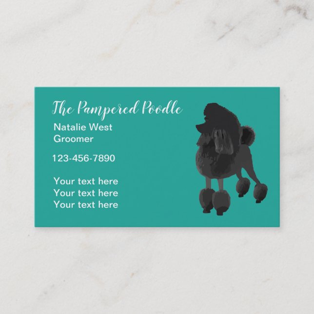 Fancy Classy Dog Grooming Services Business Card (Front)
