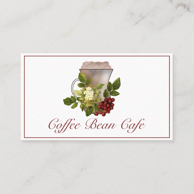 Fancy Coffee Drink with Coffee Beans Business Card (Front)