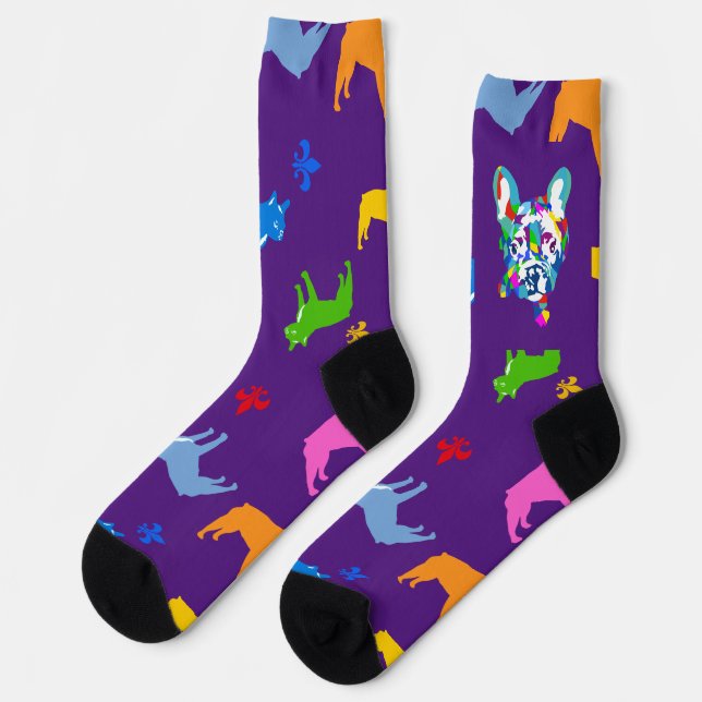 Fancy colourful French Bulldogs  Socks (Left)