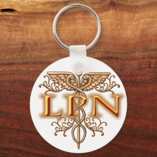 Fancy Copper Caduceus LPN Nurse Key Ring