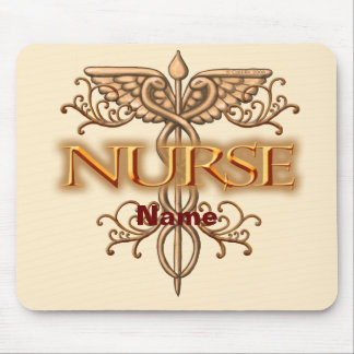 Fancy Copper Caduceus Nurse Mouse Pad