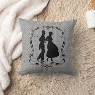 Fancy Couple Silhouette Vintage Art Cushion