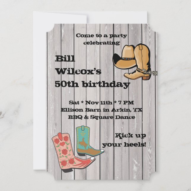 Fancy Cowboy Boots Party invitation (Front)