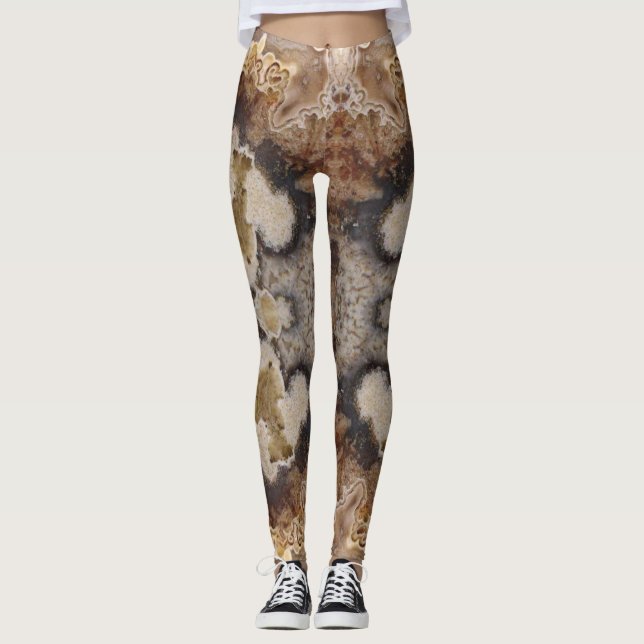 Fancy Crazy Lace Agate Rock Photo Designed Leggings (Front)
